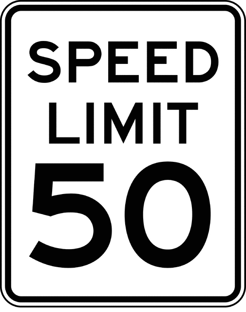 Speed Limit 50 Black And White ClipArt ETC