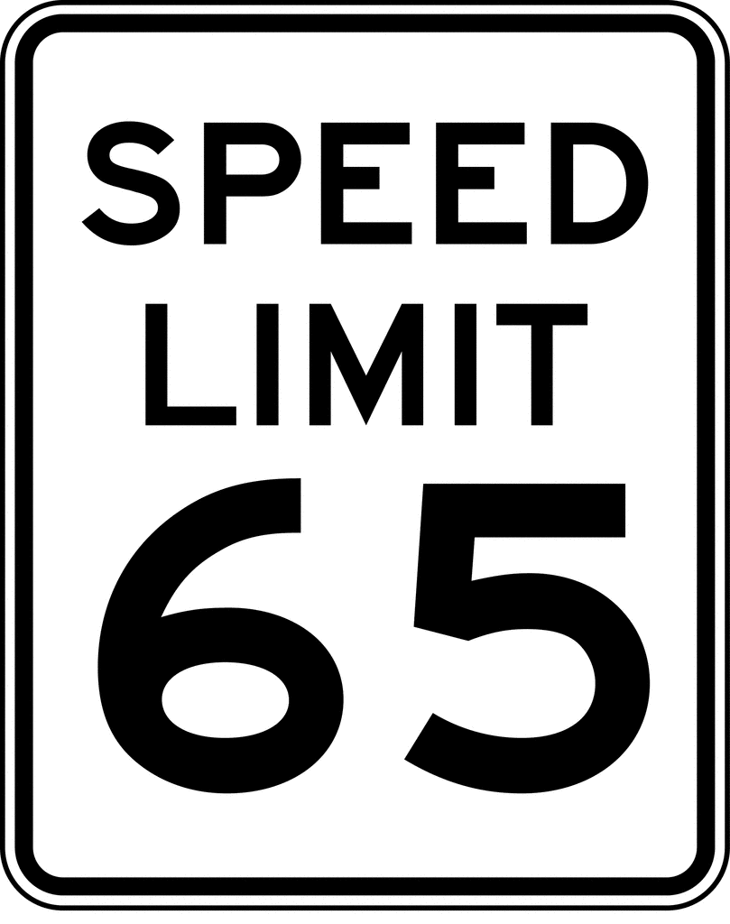 Speed Limit 65 Black And White ClipArt ETC