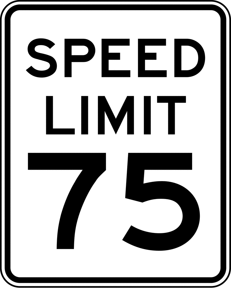 Speed Limit 75, Black and White | ClipArt ETC