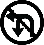 If combination No U-Turn/No Left Turn signs are used, at least one should be used at a location specified for No Left Turn signs.