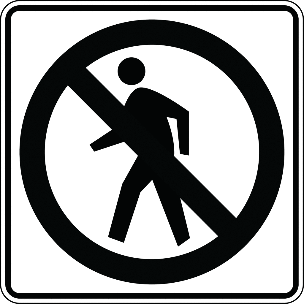 No Pedestrian Crossing Black And White Clipart Etc