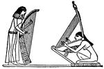A harp is a stringed instrument of triangular form. The sculptures and ruins of the Egyptians and Syrians give evidence that it was a favorite instrument among them.