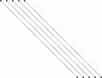 5 parallel lines with arrows on both ends to show that they extend indefinitely. The lines are slanting down when read from left to right.