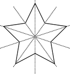Star with 5 points with lines of symmetry.