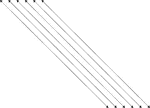 6 parallel lines with arrows on both ends to show that they extend indefinitely. The lines are slanting down when read from left to right.