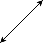 A line with arrows on both ends to show that it extends indefinitely. The line is slanting up when read from left to right.