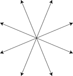 4 lines which intersect at a common point.