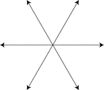 3 lines which intersect at a common point.