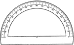 A 6 inches diameter protractor to measure angles to half degrees, made of brass or German silver. They are useful in map and topographical work.