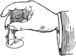 Bow instruments can be used for drawing small circles. Hold the the left hand and spin the nut in or out with the finger to avoid wear and stripping the thread. "Small adjustments should be made with one hand, with needle point in position on the paper." &mdash; French, 1911