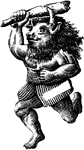 A symbolical figure representing a giant having the head of an ox and wielding a club.