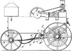 This road engine is features traction wheels, the crank shaft is adapted to rotate continuously on the wheels.