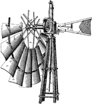 This windmill is a machine which converts the energy of wind to rotational motion by means of adjustable sails. The main use is as a grinding mill powered by the wind, reducing a solid or coarse substance into pump or minute grains, by crushing, grinding, or pressing. Windmills have also provided energy for obtaining fresh water from underground or drainage.