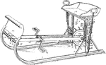 The American ice velocipede is a sensible contrivance, literally skating by means of machinery. The machine is intended to be used on ice. The driving wheel is armed with sharp points to prevent the possibility of slipping