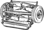 This lawn mower called the cylinder in many countries, features a fixed horizontal cutting blade at the desired height of cut. Over this is a fast spinning reel of blades which force the grass past the cutting bar. Each blade in the reel forms a helix around the reel axis, and the set of spinning blades describes a cylinder.