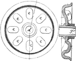 A circular frame of hard material that may be solid, partly solid, or spoked and that is capable of turning on an axle.