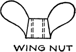 Wing nut is a fastener with a threaded hole used to keep objects in place. Wing nut can be loosen or tighten by hand.