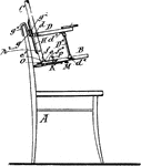 A temporary high chair conversion for an adult chair includes a child's eating tray horizontally disposed above an adult chair seat by a pair of U-shaped frame members removably supporting the tray and overlying the chair seat.The rearward end portions of the U-shaped frame members are connected with a pair of opposed chair back supporting standards by a telescoping tube and spring arrangement urging the semicircular chair back standard engaging members into frictional contact with the respective chair back standard.