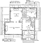 A first floor plan of a typical residence during 1911 illustrating the conventional dimensions and symbols commonly used in drafting.