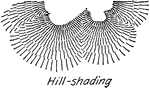 A standard topography symbol commonly used for shading hills.
