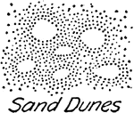 A map drawing and drafting topography symbol illustrating sand dune.