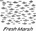 Topography map symbol for fresh water marsh used in drafting and map drawing.
