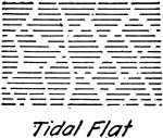 A tidal flat topography conventional symbol commonly used in drafting and map drawing.
