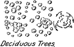 Vegetation topography symbol for deciduous trees convention in drafting and map drawing.