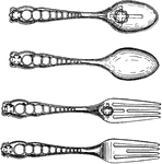 The utensil is used to lift food to the mouth or to hold food in place while cooking or cutting it. Food can be lifted either by spearing it on the tines, or by holding it on top of the tines, which are often curved slightly.