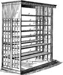 A bookcase, or bookshelf, is a piece of furniture, almost always with horizontal shelves, used to store books. A bookcase frequently has doors that may be closed to protect the books, bookshelves are open-fronted. These doors are usually glazed, so as to allow the spines of the books to be read.