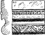 A Gothic architectural ornamentation for wall mouldings. The illustrated moulding is commonly found on top edges of the wall.