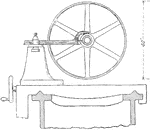 A lathe tool attachment for cutting a pulley in two or create grooves. The arm with the spinning tool extends to the wheel while it is spinning.