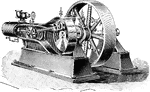 A low power simple expansion steam engine. The steam engine can run at 100 horsepower, and not run continuously. The as the piston in the cylinder expands, part of steam is exhausted into the surrounding. The piston then moves the wheel to generate power.