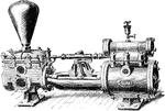 "The direct&mdash;acting steam pump has the steam piston at one end of a rod and the water position at the other end. The steam pressure acts directly on the piston; no fly light, and there is no revolving mass to carry by the dead points." &mdash;Derr, 1911