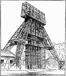 A German headgear located in Dortmund and designed by Aug. Kl&ouml;nne. This headgear is made out of steel frame carrying hoisting ropes used in mining. The towers are located at the mouth shaft.