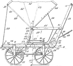 A wheeled vehicle, especially a four-wheeled horse-drawn passenger vehicle, often of an elegant design.