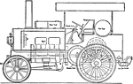 "In this machine a petrol or paraffin engine drives a water&mdash;ballast roller through the medium of a clutch, a simple form of change&mdash;speed gear&mdash;box, and a single roller chain. The leading roller, by which steering is effected, is also filled with water, in order to obtain the dead weight necessary for rolling." &mdash;Encyclopaedia Britannica, 1910