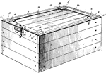 A container typically constructed with four sides perpendicular to the base and often having a lid or cover.