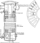 "The accumulator may consist of a large tank in which are numerous plates over which water can flow, or may contain simply water rapidly circulated by artificial means. As the exhaust steam from the engine enters this accumulator, it spreads out over the exposed water surface, and some of it is condensed if there is an excess of pressure due to more steam being supplied by the exhaust than is being utilized by the turbine." &mdash;Derr, 1911