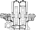 A two stage condensing Terry turbine from a steam engine. The steam, entering from the top, rotates the two turbines in the casing to generate electricity.