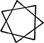 The illustration of a square heptagram star with six points. A heptagon polygon can make two stars.