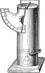 An illustration of an alcoholic furnace which is fueled by an alcohol lamp.
