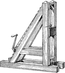 An illustration of a pile driver which is a machine used to drive piles into the ground which is what creates a deep foundation.
