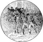 An illustration of George Washington and his army marching to Trenton, New Jersey, where the Battle of Trenton took place.