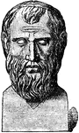 A stature of Aristophanes, who was a prolific and commonly celebrated playwright of comedy. He is also known as the Father of Comedy.