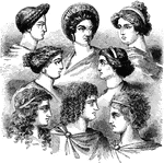 An illustration of eight different types of Greek women.