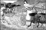 Clisthenes, also known as the Father of Athenian democracy, is depicted competing in a chariot race in the Olympic games.