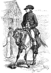 "While Paul Revere is riding out through Medford, Ebenezer Door, mounted on an old plod-jogging horse, with his saddle-bags flopping at every step of the animal, is going out over Boston Neck."&mdash;Coffin, 1879