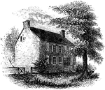 "South of the fort a short distance was a brick house with 'I.A.W. 1748' on one of the gables, the initials standing for James and Anna Whitall. The house had been built twenty-nine years. Mr. Whitall lived there with his wife and family. He was a Quaker, and a good Whig. Seeing that the battle was about to begin, he and his wife left the house; but his mother, an old lady, would not leave."&mdash;Coffin, 1879