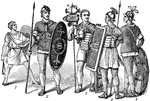 "1, funditor; 2, 2, milites levis armaturae; 3, 3, legionarii; 4, sarcina."&mdash;D'ooge & Eastman, 1917